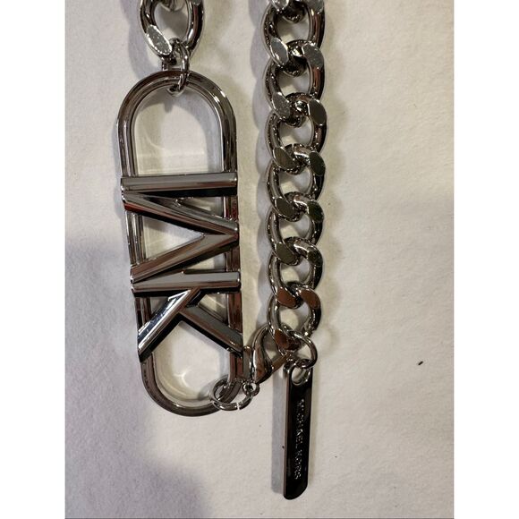 MICHAEL KORS logo silver metal chain link adjustable belt - Picture 2 of 6